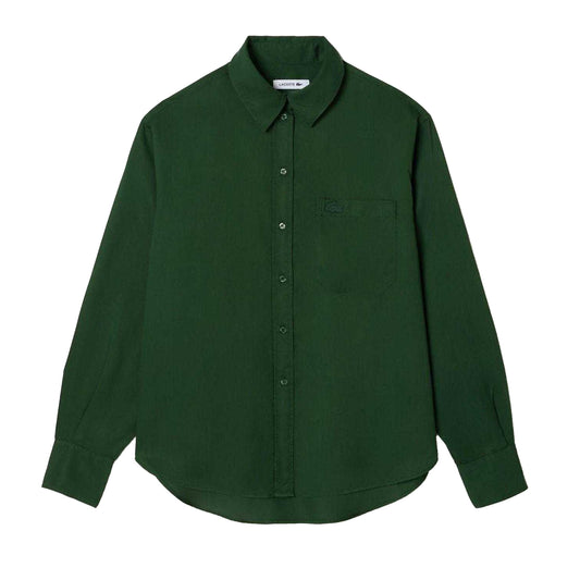 Green - Front - Lacoste Womens-Ladies Lyocell Oversized Shirt