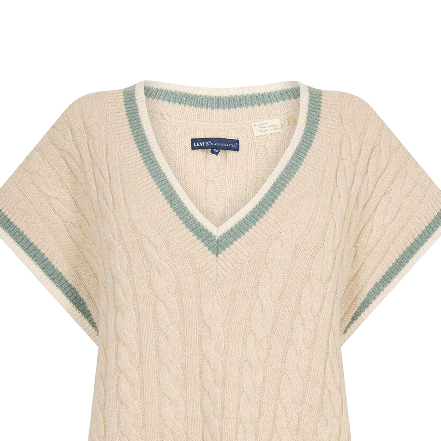 Varsity Green - Side - Levis Womens-Ladies Cable Knit Sweater Vest