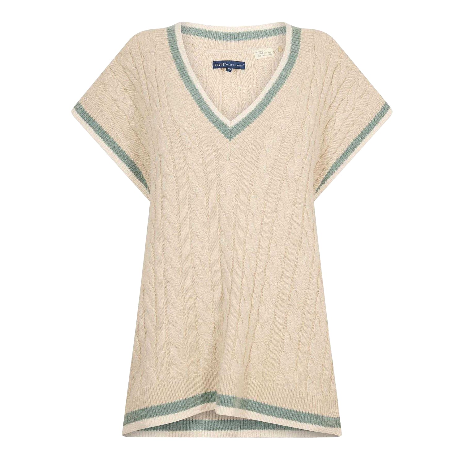 Varsity Green - Front - Levis Womens-Ladies Cable Knit Sweater Vest