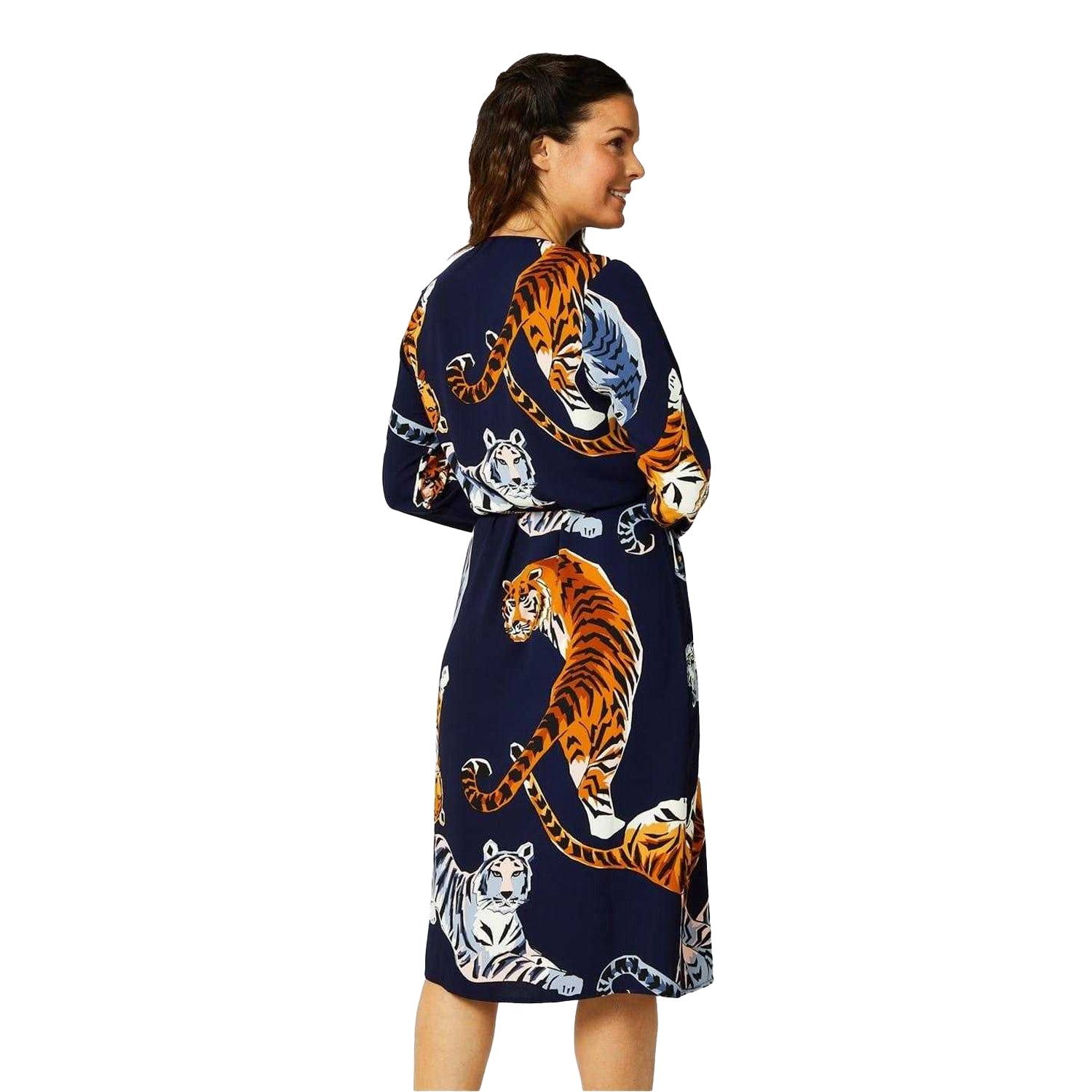 Multicoloured - Back - Biba Womens-Ladies Tiger Print Wrap Dress