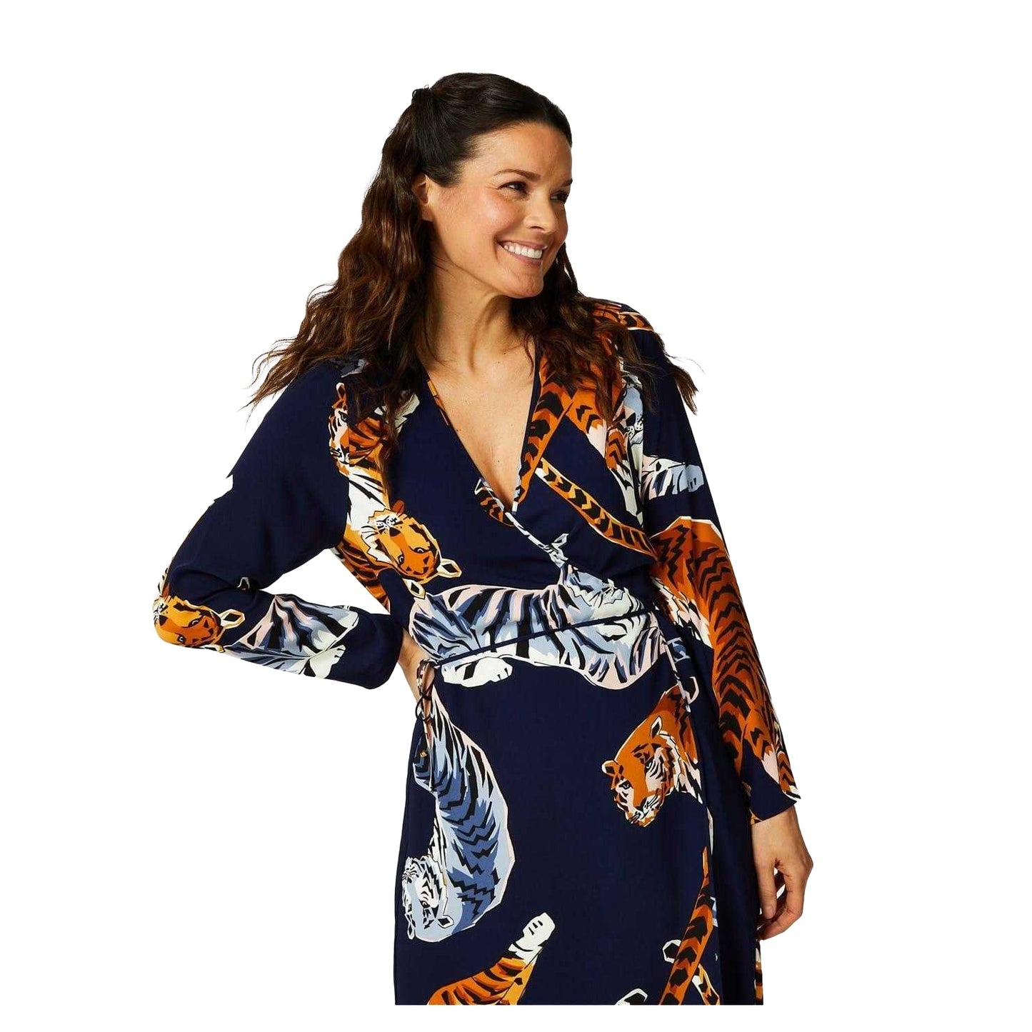 Multicoloured - Side - Biba Womens-Ladies Tiger Print Wrap Dress