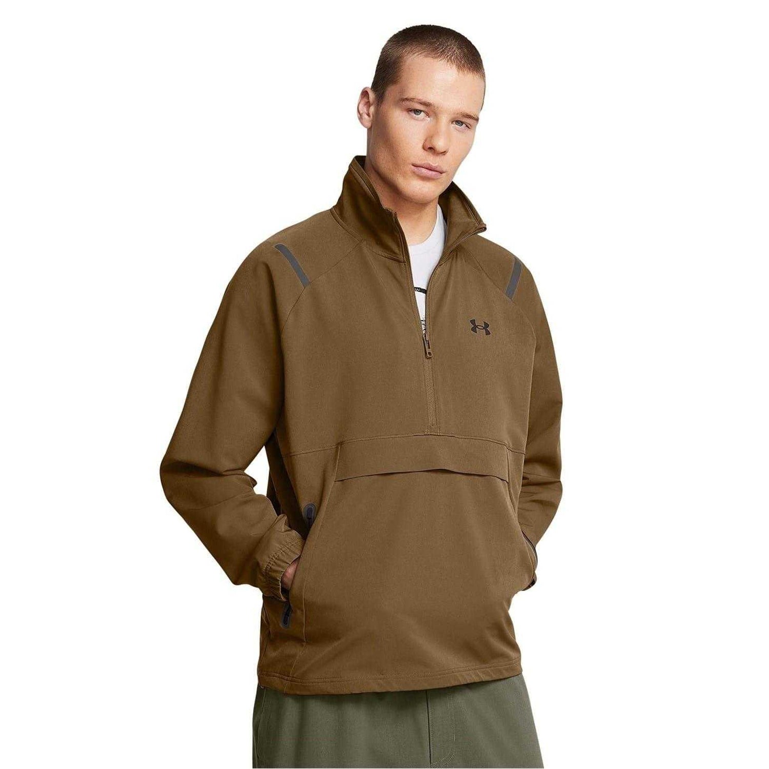 Brown - Side - Under Armour Mens Unstoppable Moisture Wicking Anorak