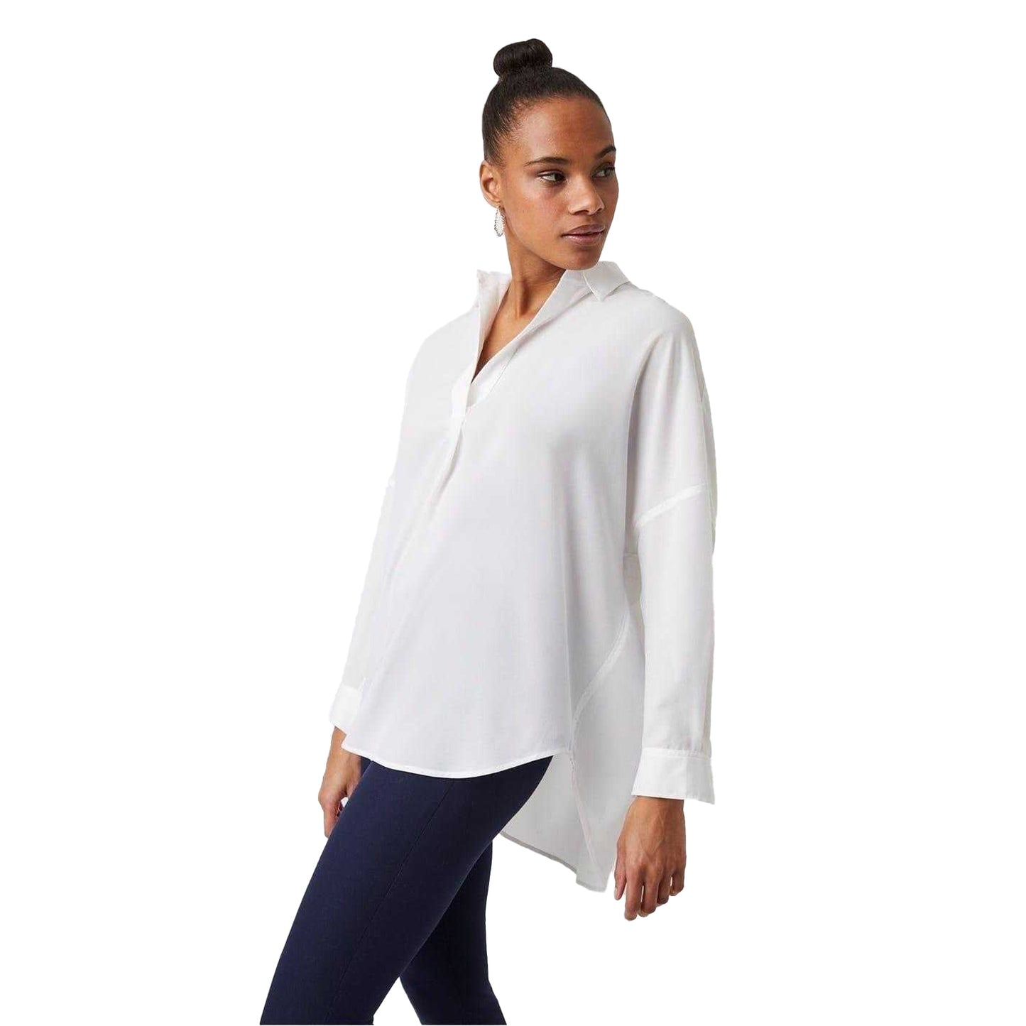 Winter White - Side - French Connection Womens-Ladies Popover Crepe Recycled Shirt