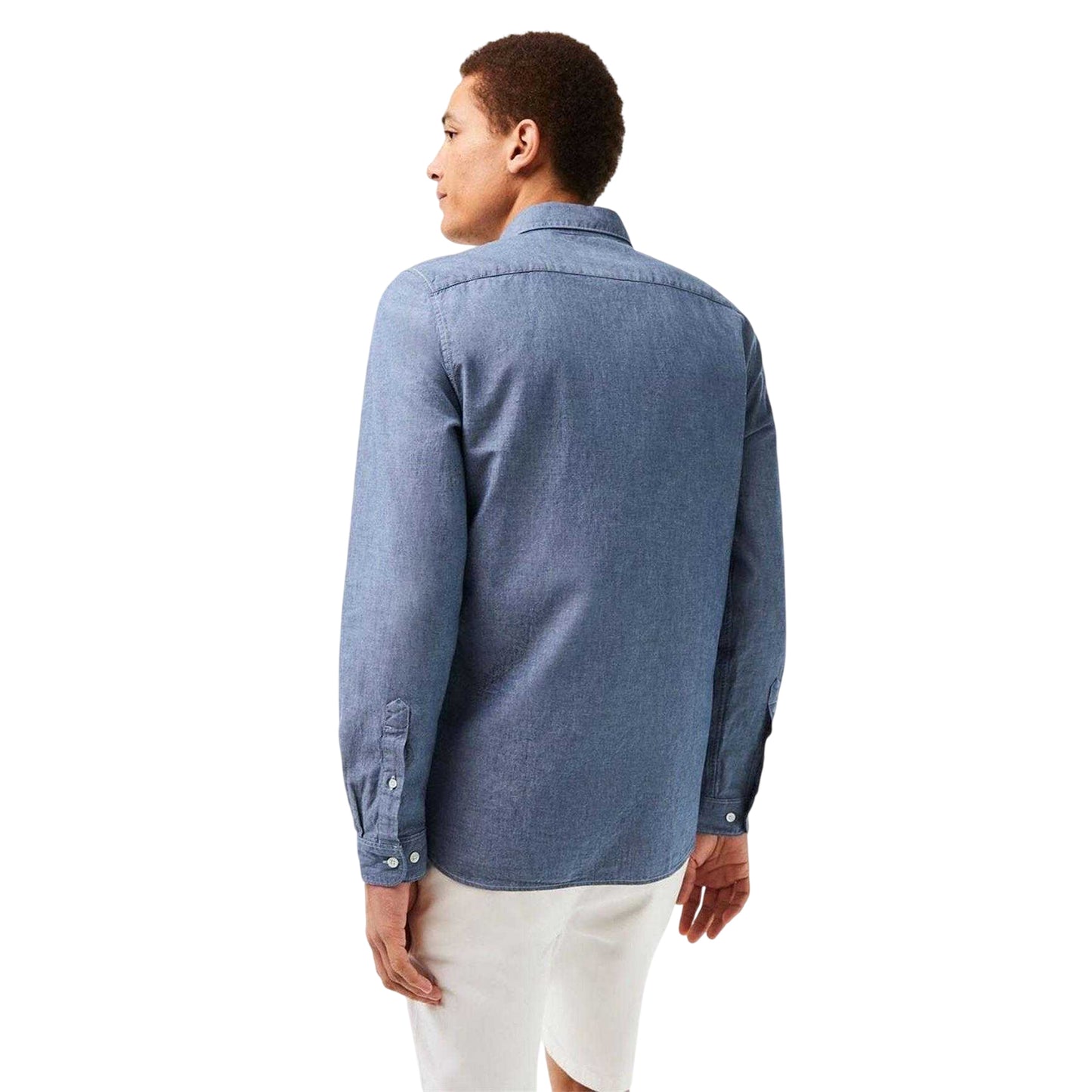 Blue - Back - Lacoste Mens Chambray Slim Shirt