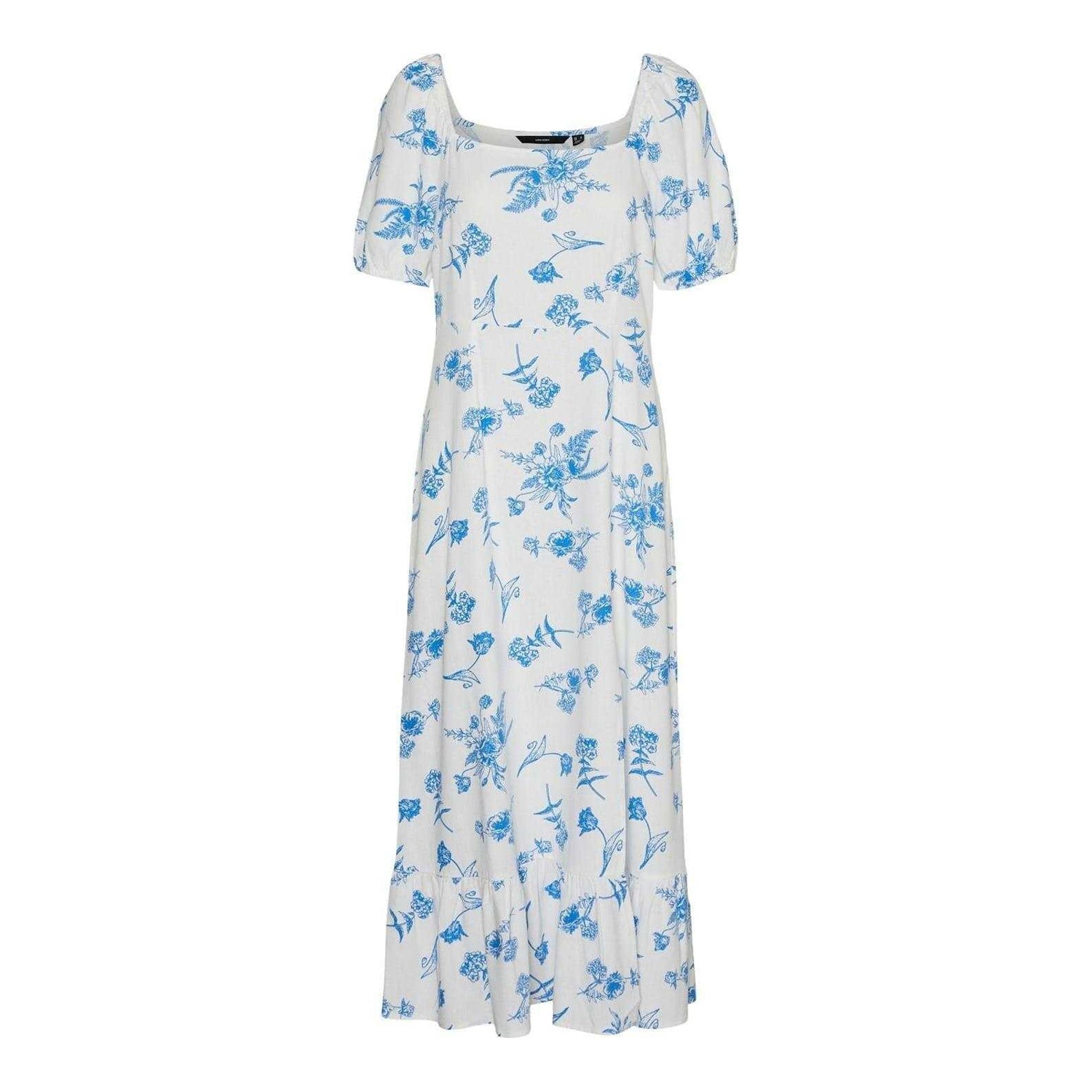 Ibiza Blue - Front - Vero Moda Womens-Ladies Floral Square Neck Maxi Dress