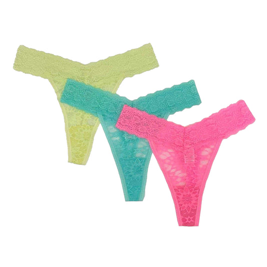 Multicoloured - Front - Be You Womens-Ladies Lace Lace Detail Thong (Pack of 3)