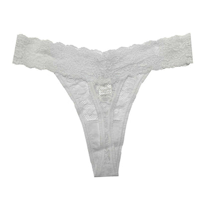 White - Side - Be You Womens-Ladies Floral Lace Thong (Pack of 3)