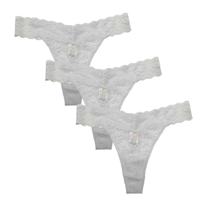 White - Front - Be You Womens-Ladies Floral Lace Thong (Pack of 3)