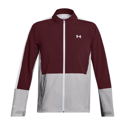 Maroon Melange - Front - Under Armour Mens Colour Block Long-Sleeved Performance Jacket