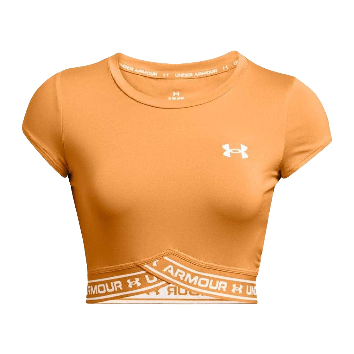 Orange - Front - Under Armour Womens-Ladies Cross Logo Crop Top