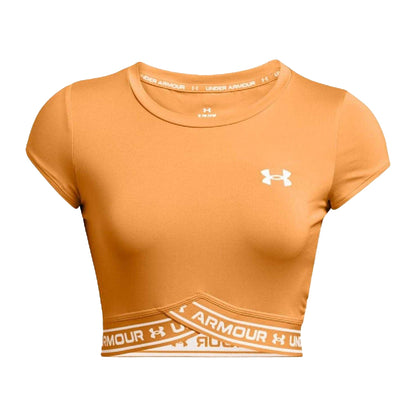 Orange - Front - Under Armour Womens-Ladies Cross Logo Crop Top