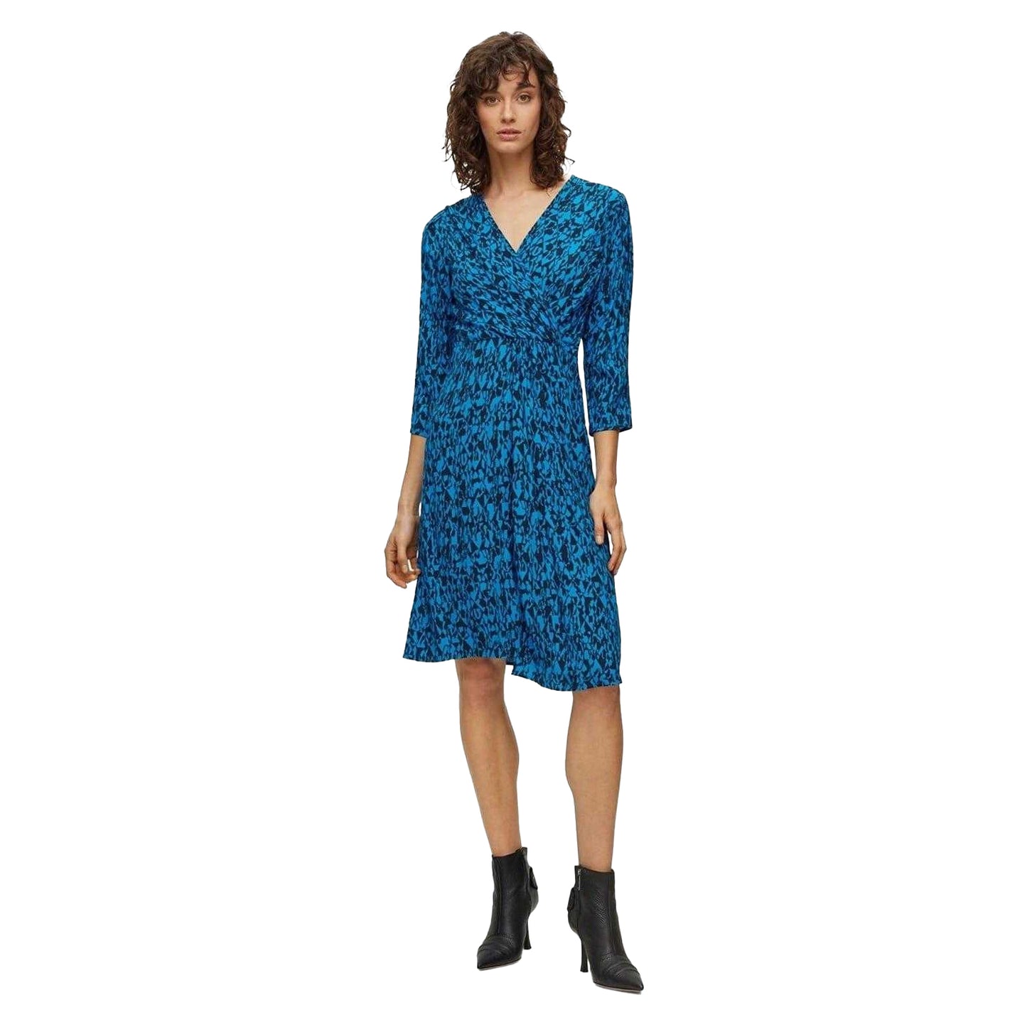 Blue - Side - Boss Womens-Ladies Abstract V Neck Wrap Dress
