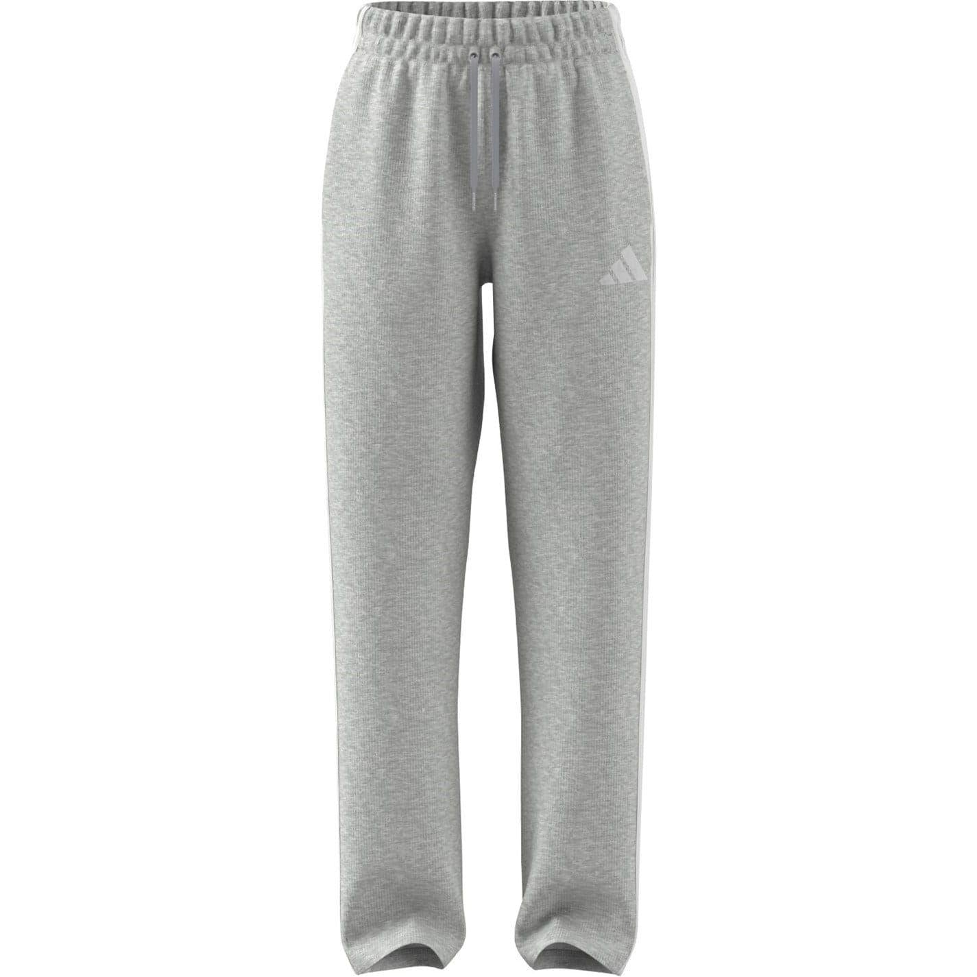 Medium Grey - Front - Adidas Womens-Ladies Essentials Wide Leg Jogging Bottoms