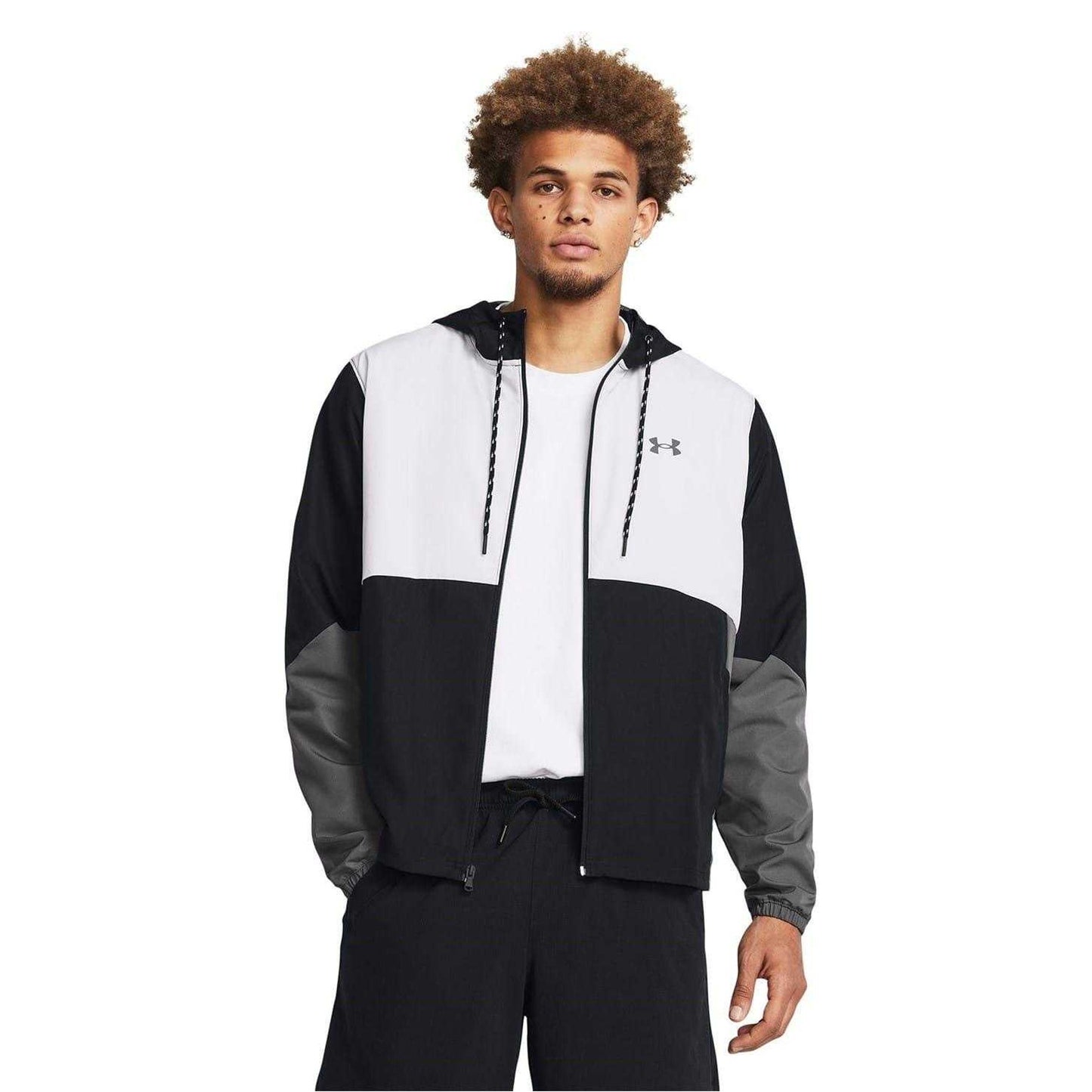Black - Side - Under Armour Mens Legacy Hooded Windbreaker