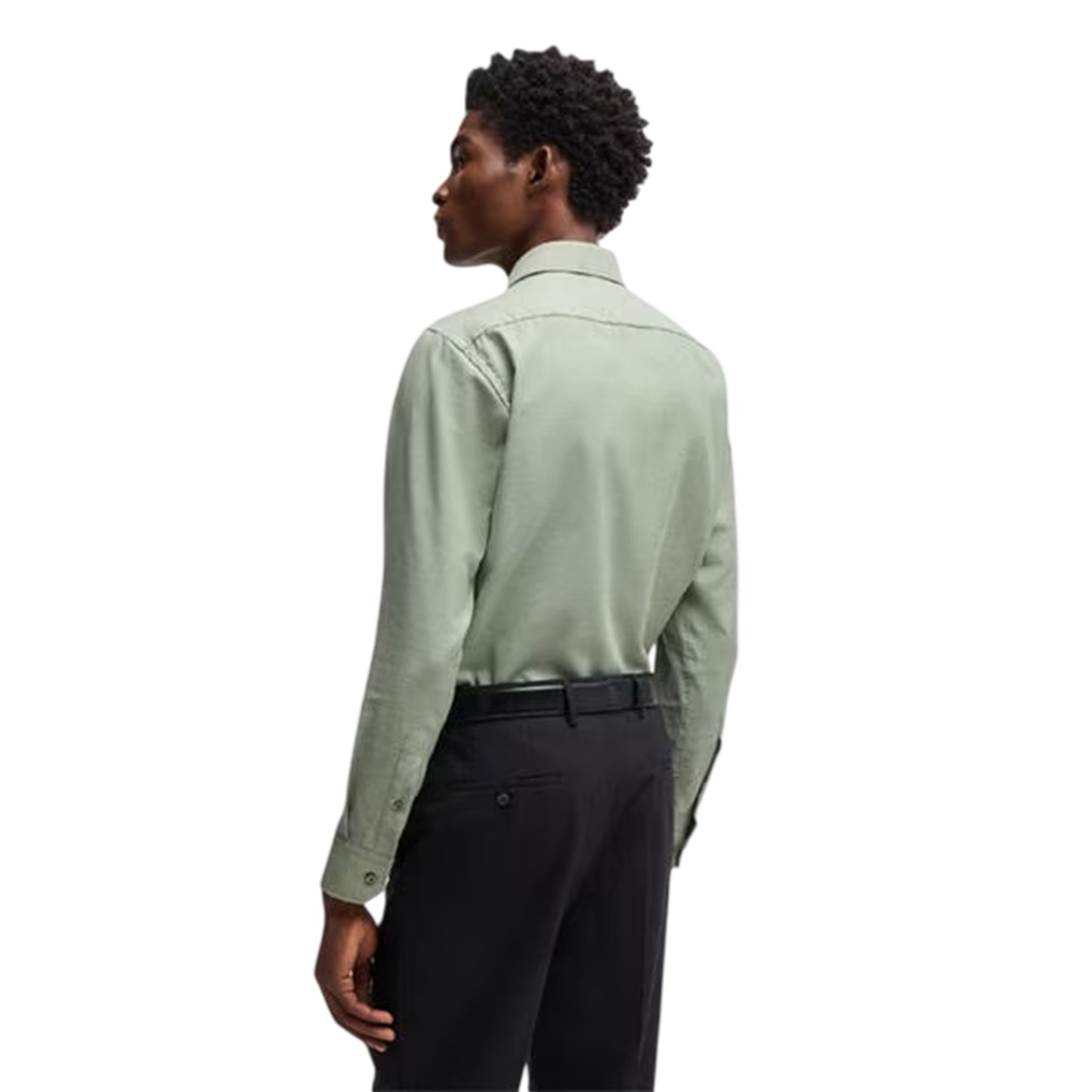Green - Back - Boss Mens Joe Oxford Spread Collar Long-Sleeved Formal Shirt