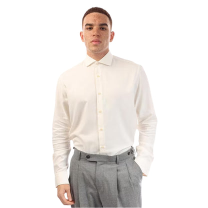 White - Side - Boss Mens Joe Oxford Spread Collar Long-Sleeved Formal Shirt