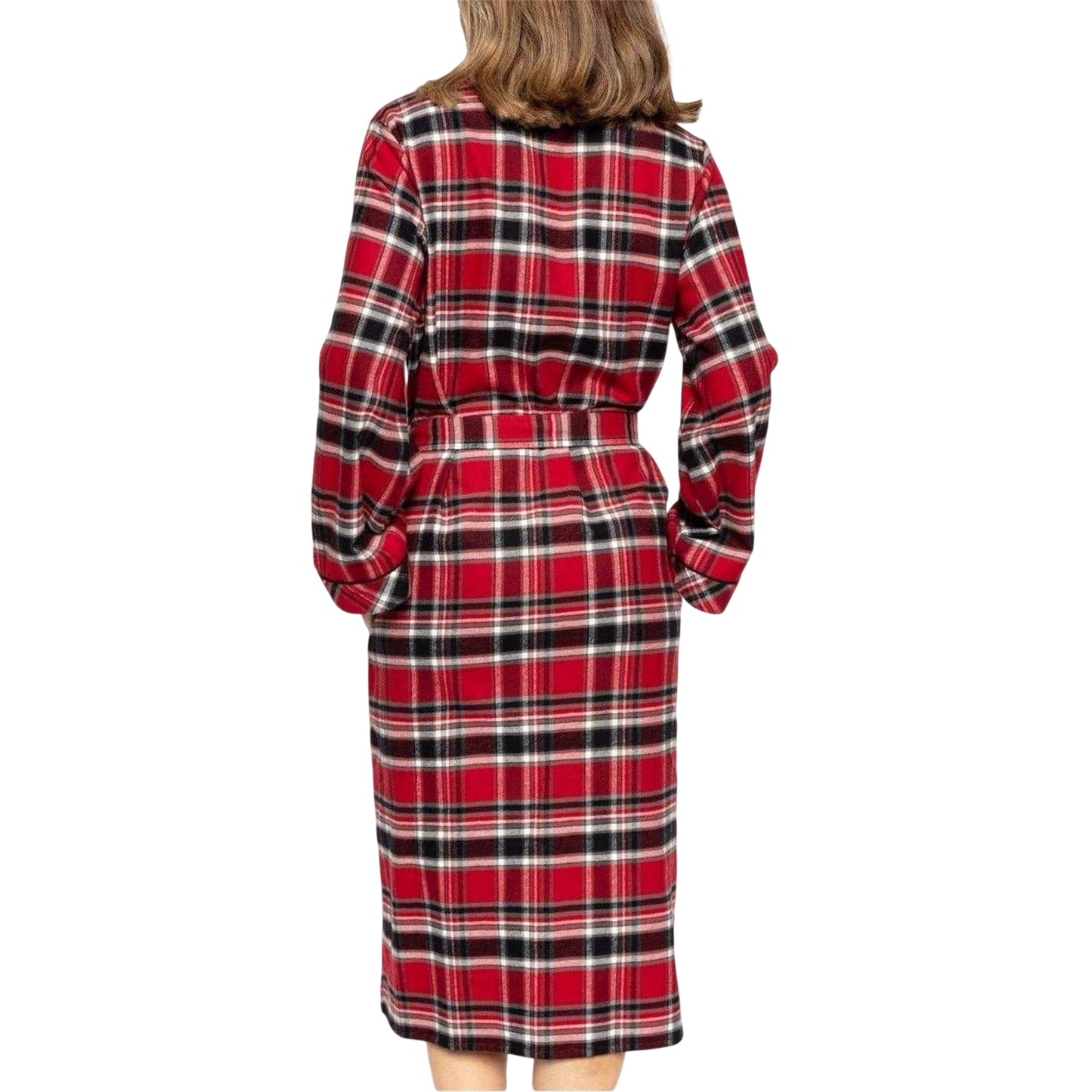 Red-Black - Back - Cyberjammies Womens-Ladies Checked Dressing Gown