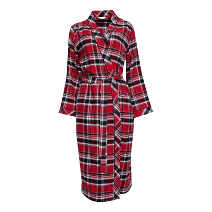 Red-Black - Front - Cyberjammies Womens-Ladies Checked Dressing Gown