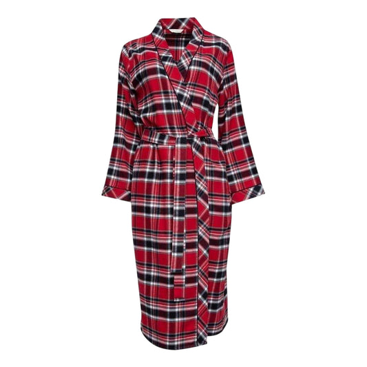 Red-Black - Front - Cyberjammies Womens-Ladies Checked Dressing Gown