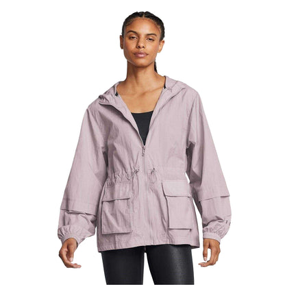 Grey - Side - Under Armour Womens-Ladies Drawstring Waist Windbreaker