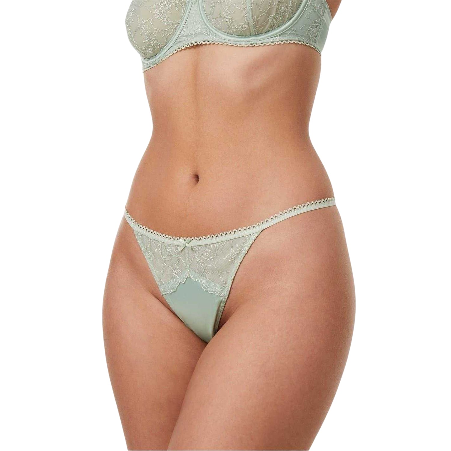 Laurel Green - Front - Jack Wills Womens-Ladies Erika Lace Thong