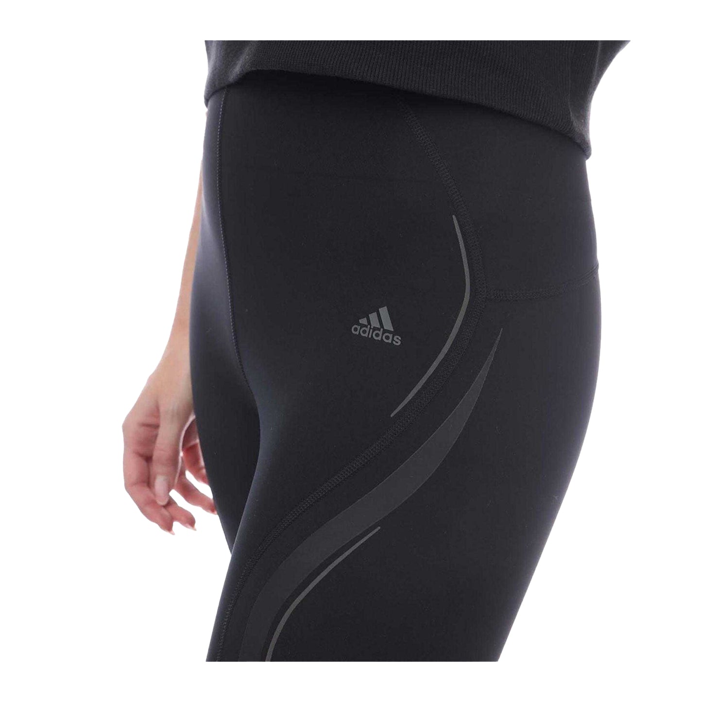Black - Back - Adidas Womens-Ladies HIIT Luxe 45 Seconds Reflective Detail Tight Leggings