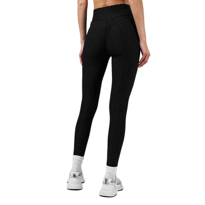 Black - Back - Miso Womens-Ladies Honeycomb Leggings