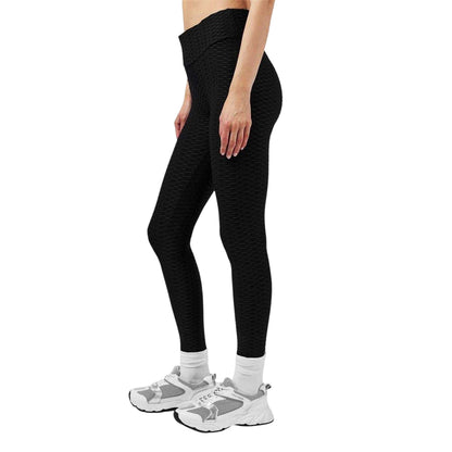 Black - Side - Miso Womens-Ladies Honeycomb Leggings
