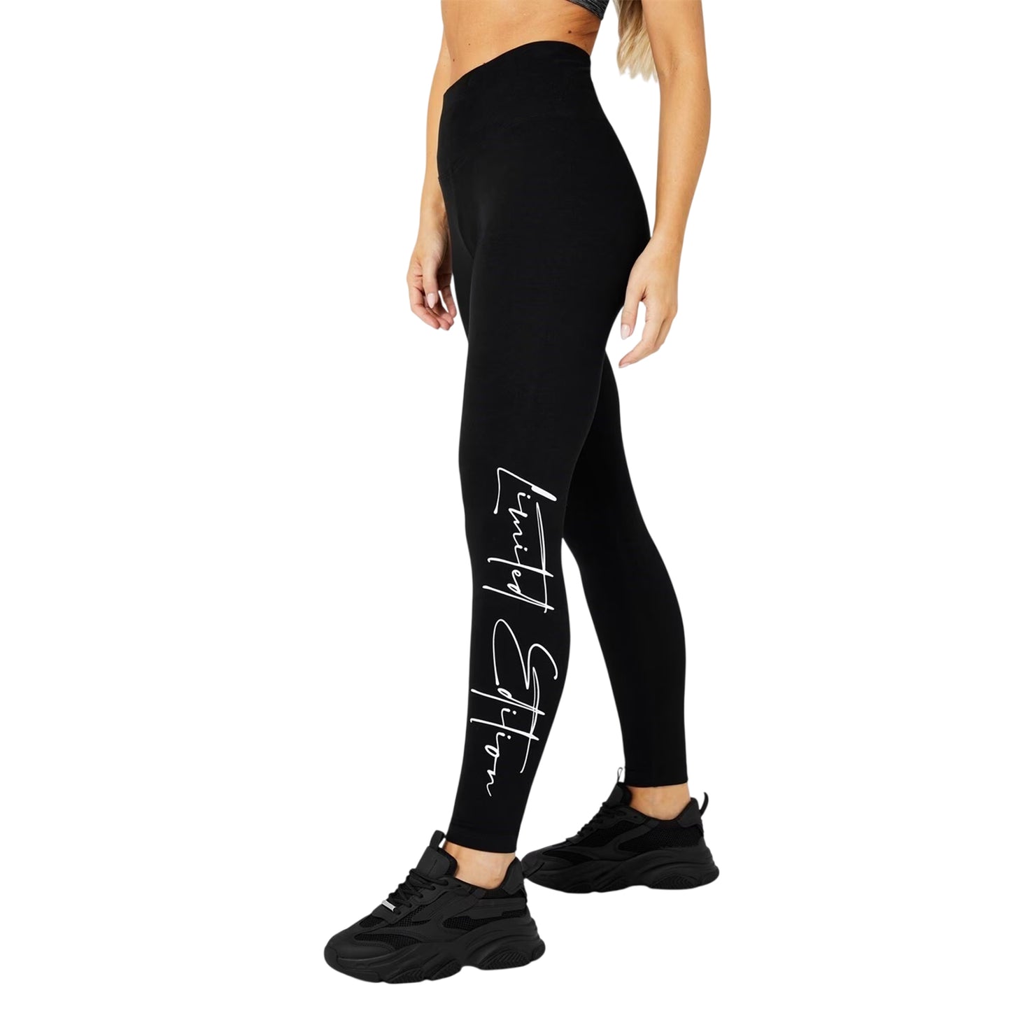 Black-White - Side - Miso Womens-Ladies Leggings