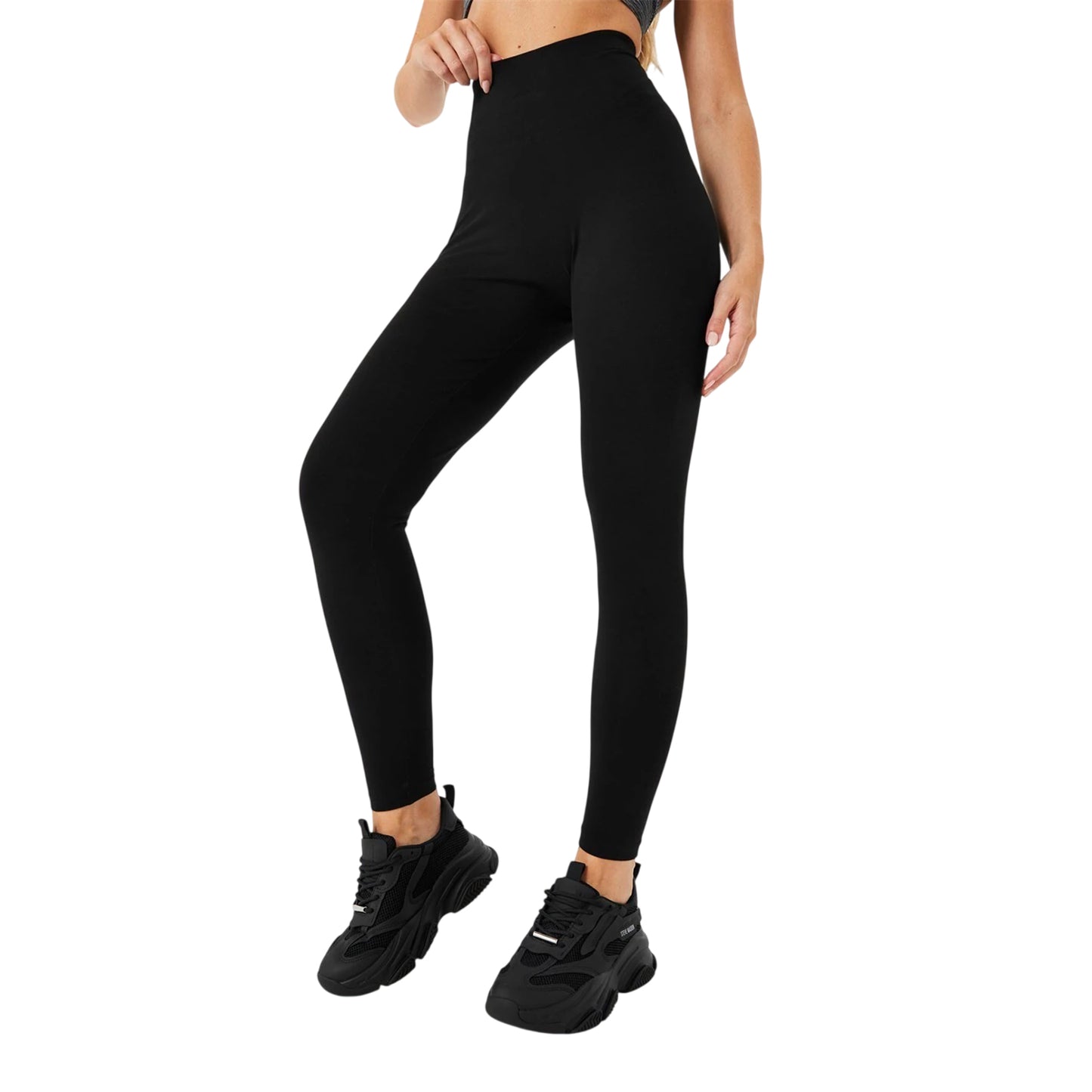 Black - Side - Miso Womens-Ladies High Waist Leggings
