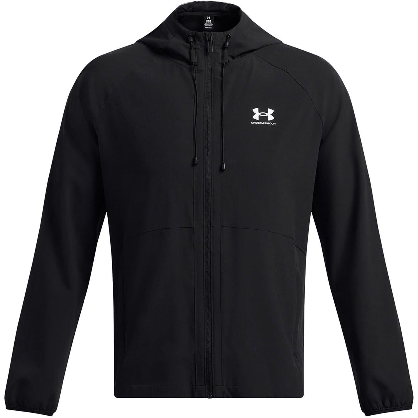 Black-White - Front - Under Armour Mens Two Tone Raglan Hooded Jacket