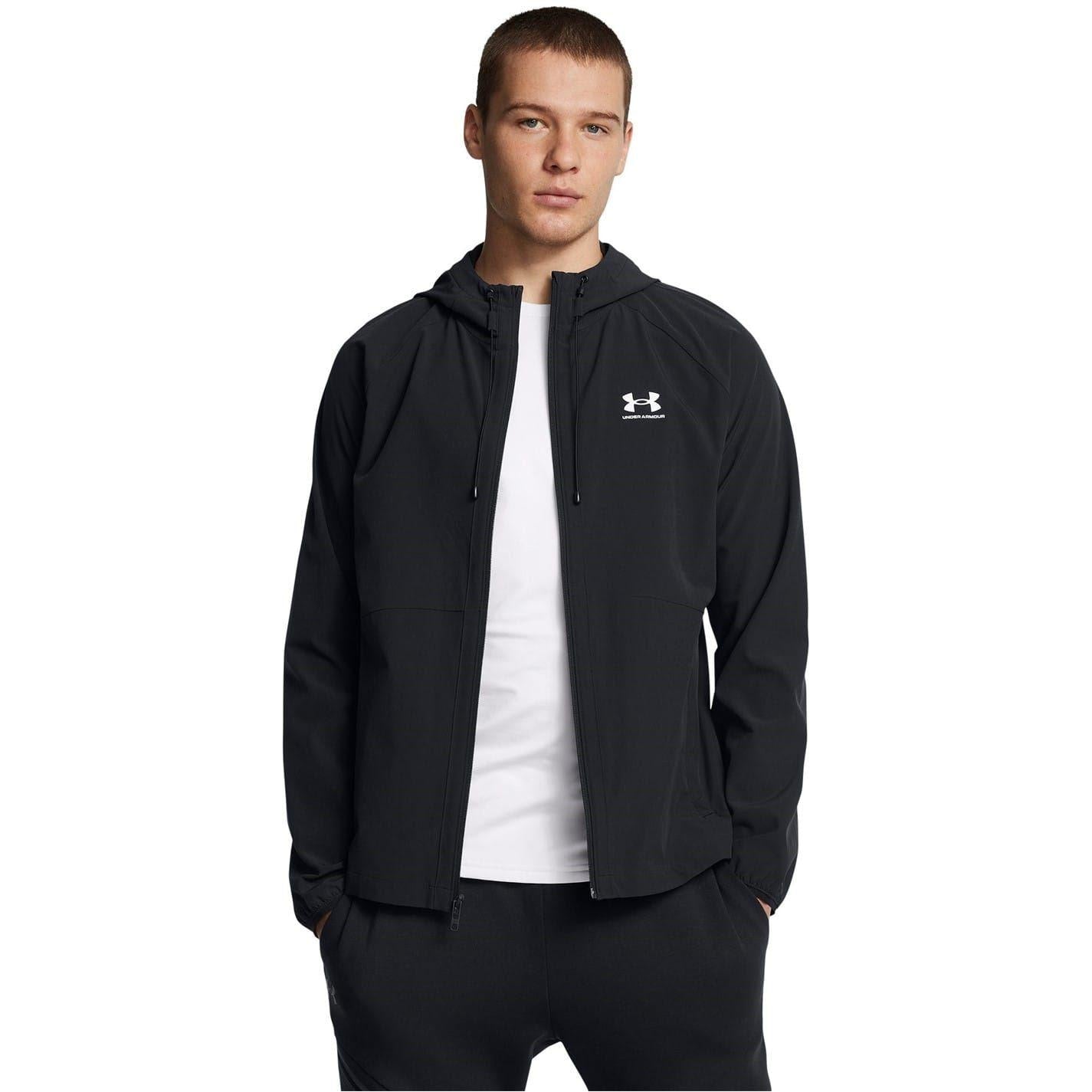 Black-White - Back - Under Armour Mens Two Tone Raglan Hooded Jacket