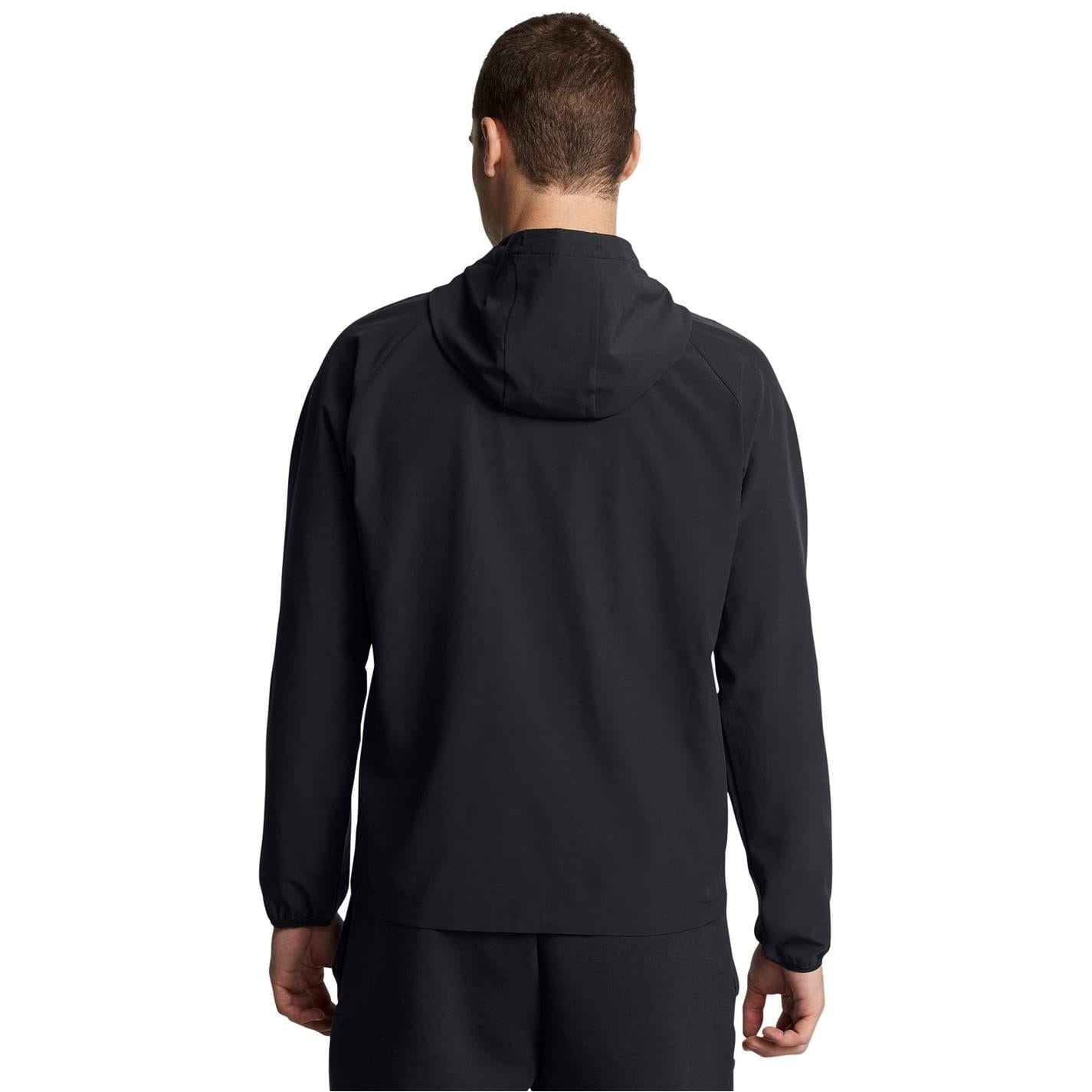 Black-White - Side - Under Armour Mens Two Tone Raglan Hooded Jacket