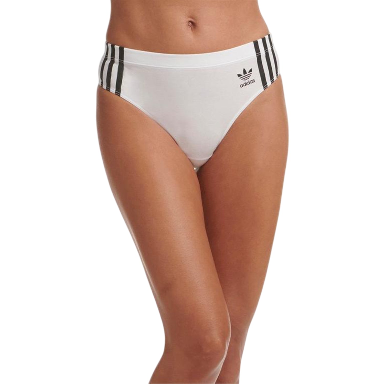 White - Side - Adidas Womens-Ladies Adicolor Flex 3 Stripes Thong