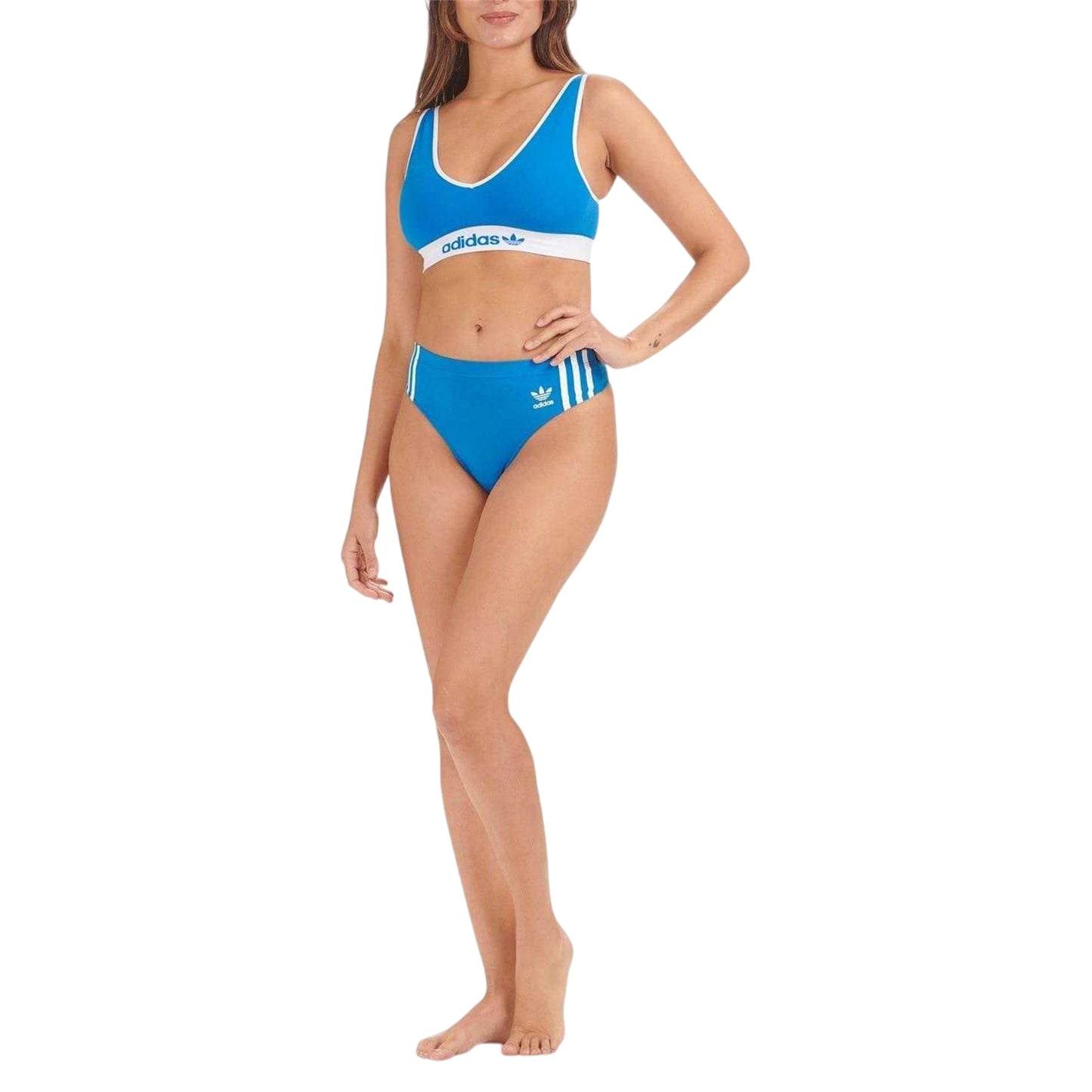 Blue - Side - Adidas Womens-Ladies Adicolor Flex 3 Stripes Thong