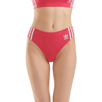 Bold Pink - Front - Adidas Womens-Ladies Adicolor Flex 3 Stripes Thong