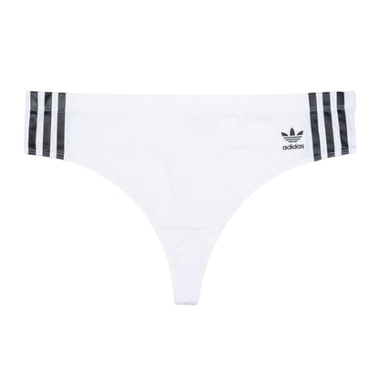 White - Front - Adidas Womens-Ladies Adicolor Flex 3 Stripes Thong