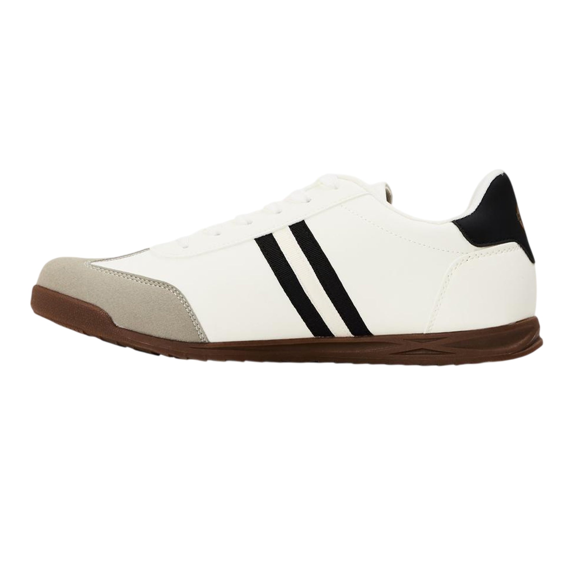 White-Black - Back - Lambretta Mens Tackle Lace Up Trainers