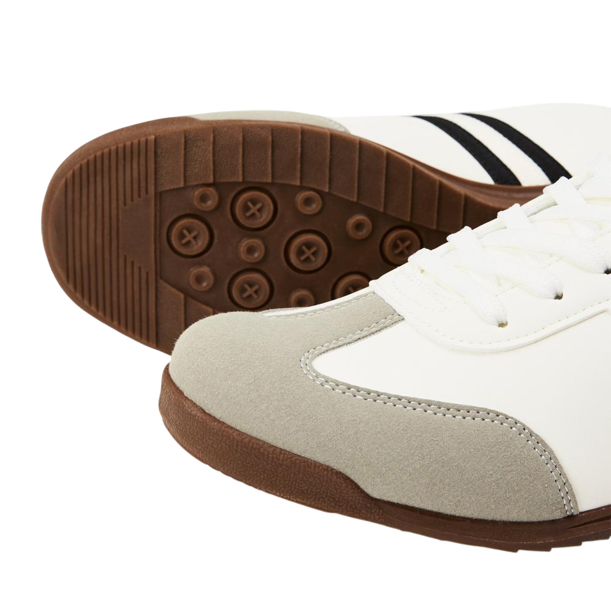 White-Black - Side - Lambretta Mens Tackle Lace Up Trainers