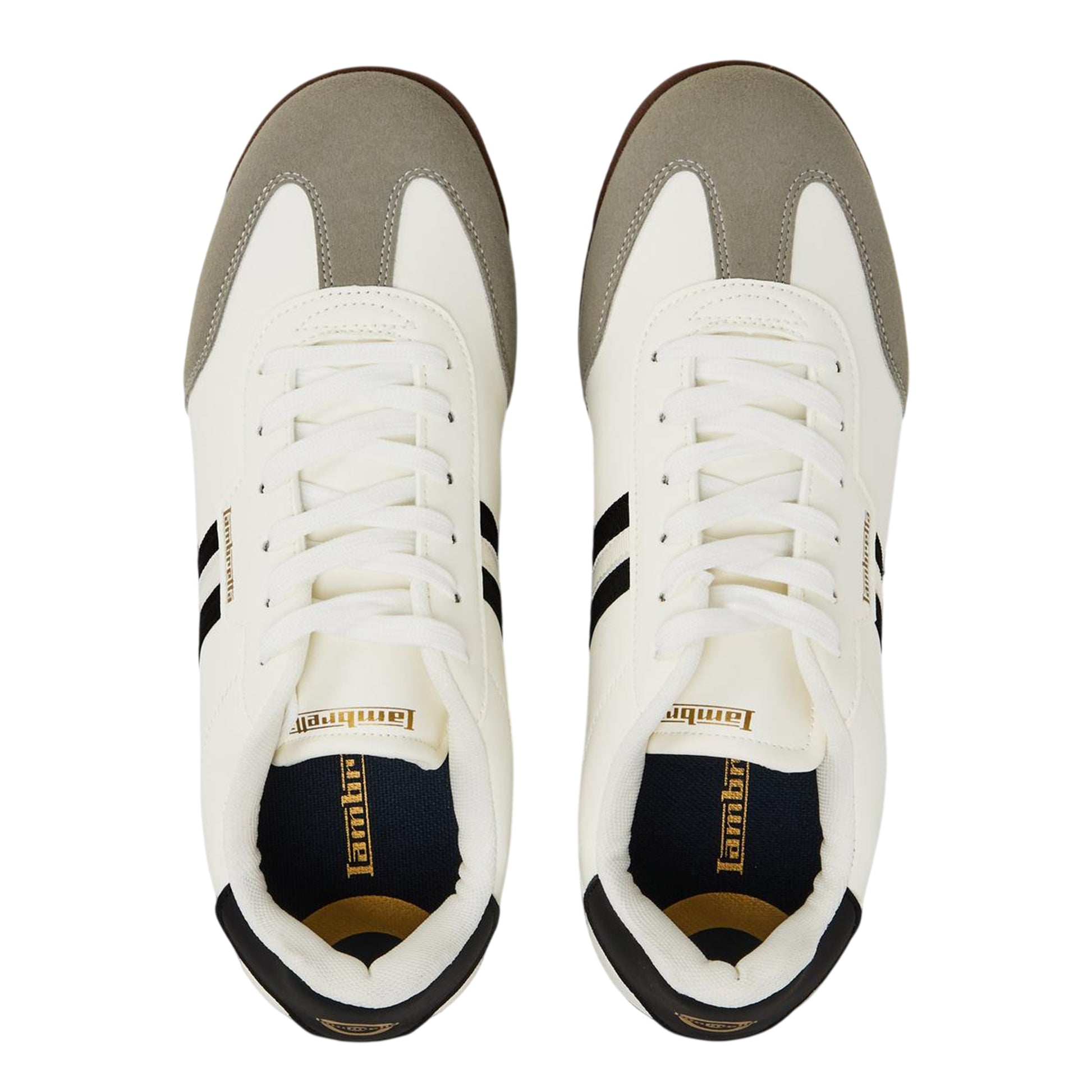 White-Black - Lifestyle - Lambretta Mens Tackle Lace Up Trainers