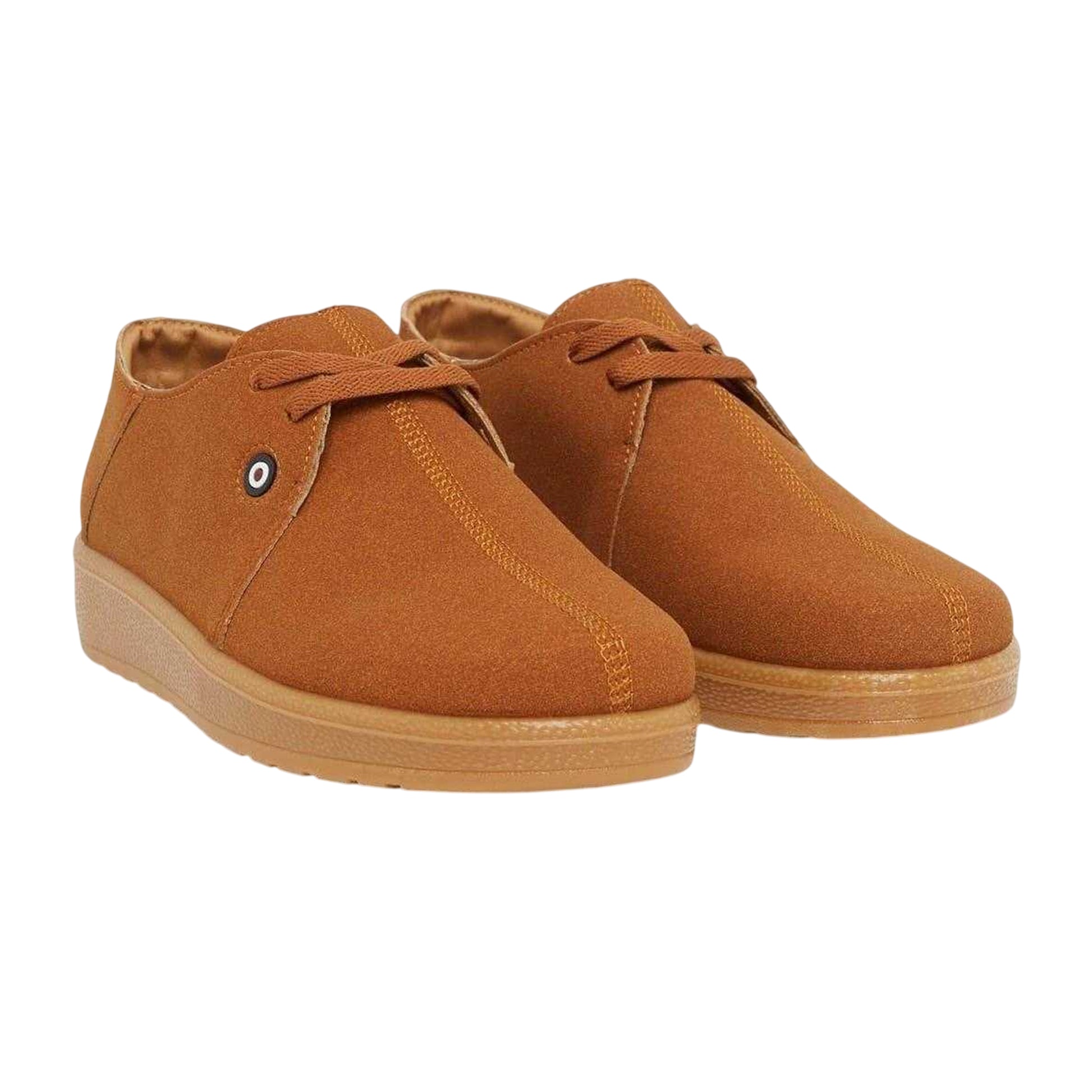 Tan - Side - Lambretta Mens Panda Lace Up Flat Casual Shoes