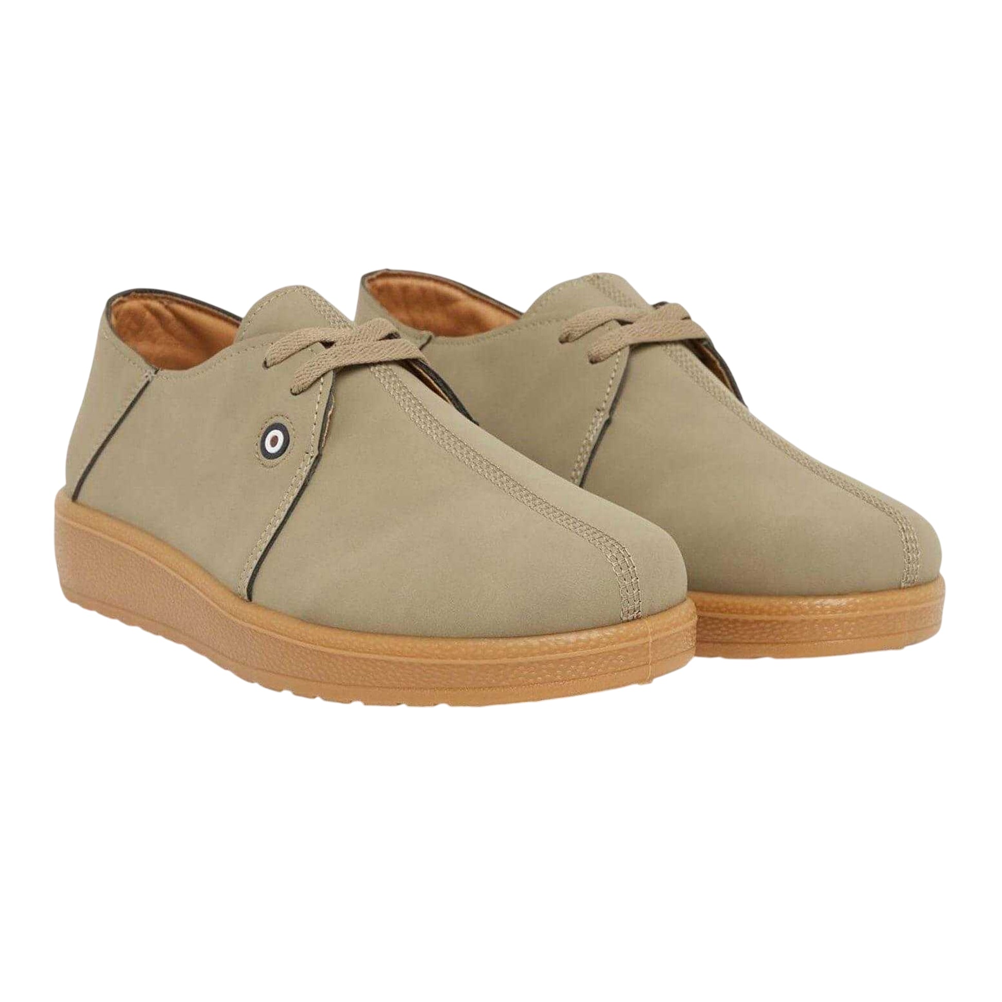 Sand - Back - Lambretta Mens Panda Canvas Trainers