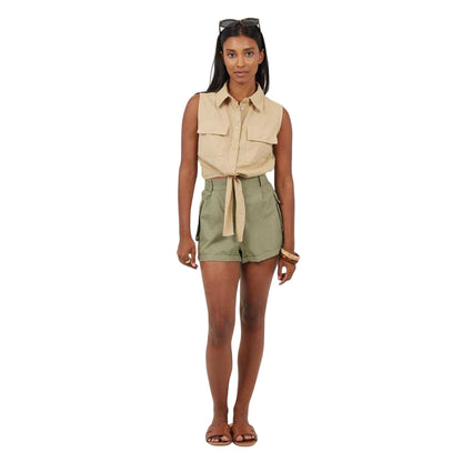 Sand - Side - Brave Soul Womens-Ladies Tied Hem Sleeveless Crop Top