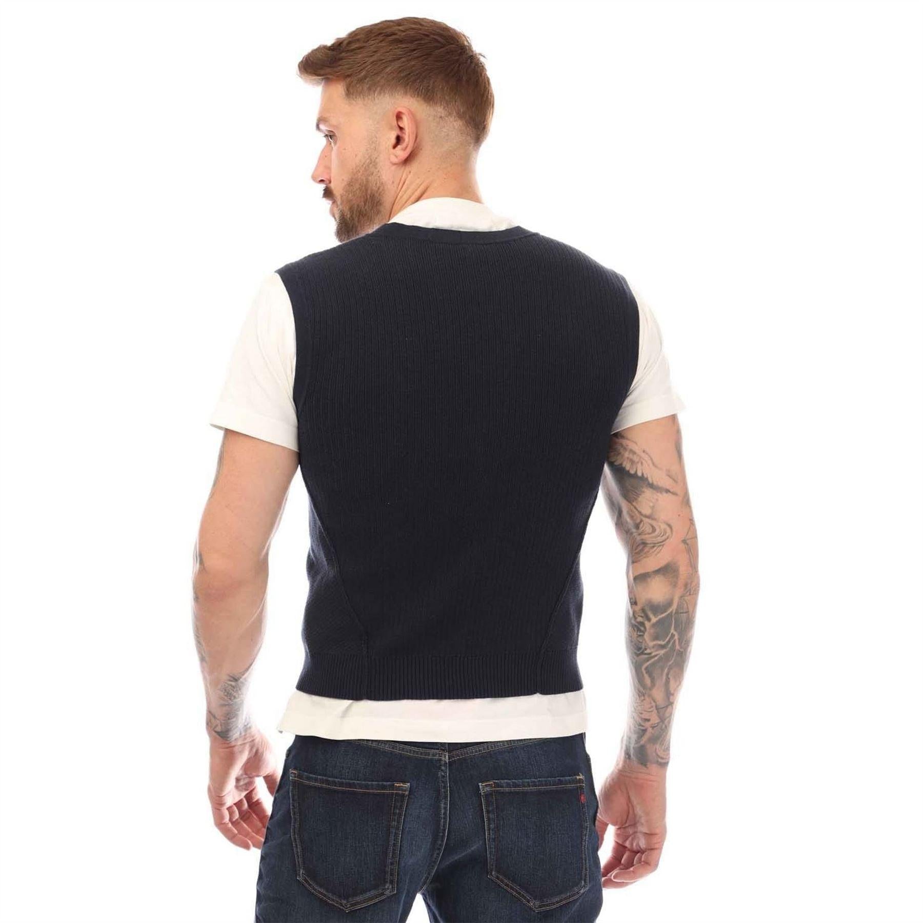 Dark Blue - Back - Boss Mens Cotton Vest Top