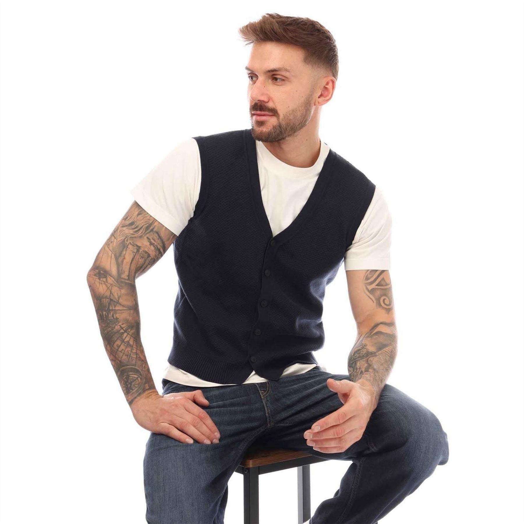 Dark Blue - Lifestyle - Boss Mens Cotton Vest Top