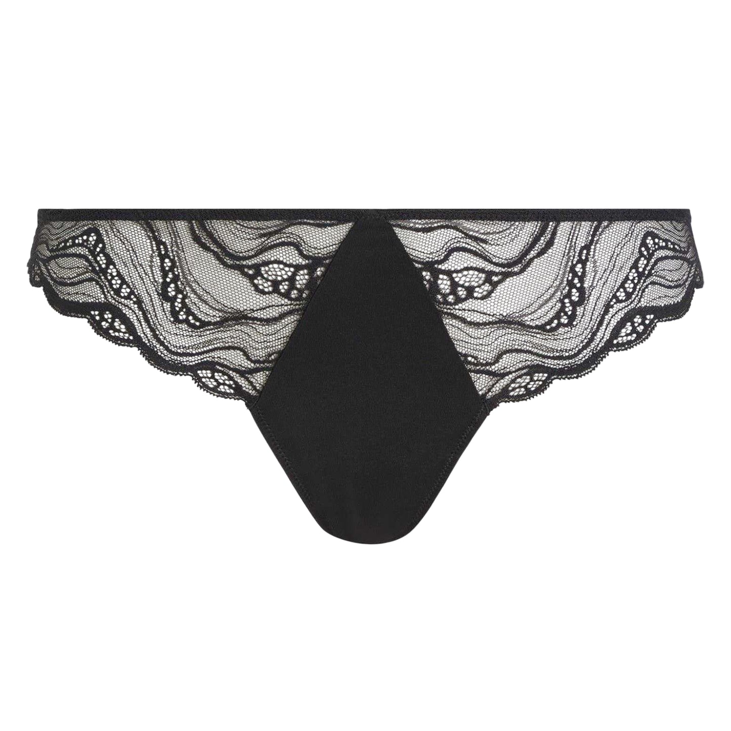 Black - Front - Calvin Klein Womens-Ladies Abstract Lace Thong