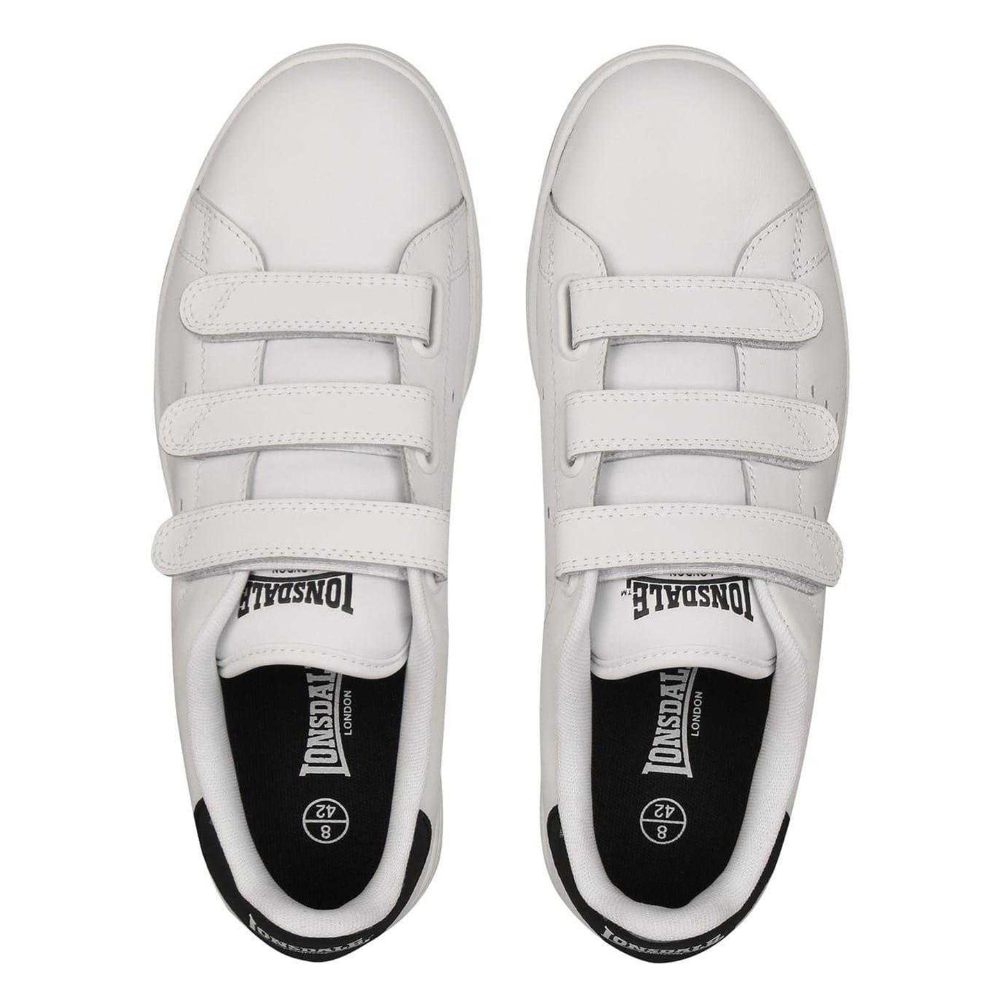 White-Navy - Lifestyle - Lonsdale Mens Leyton Triple Strap Flat Trainers