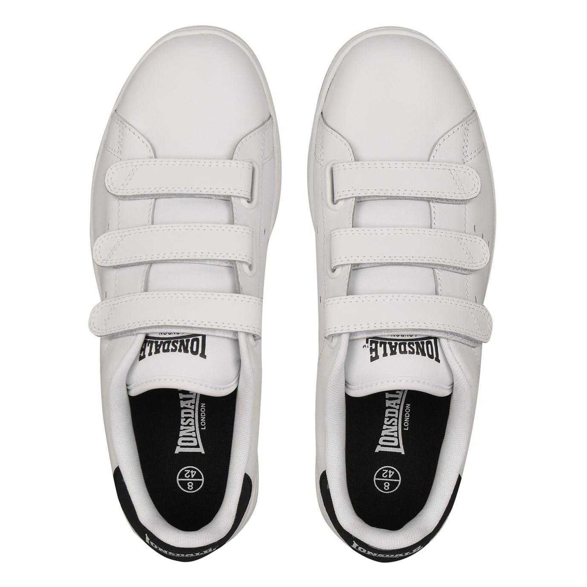 White-Navy - Lifestyle - Lonsdale Mens Leyton Triple Strap Flat Trainers