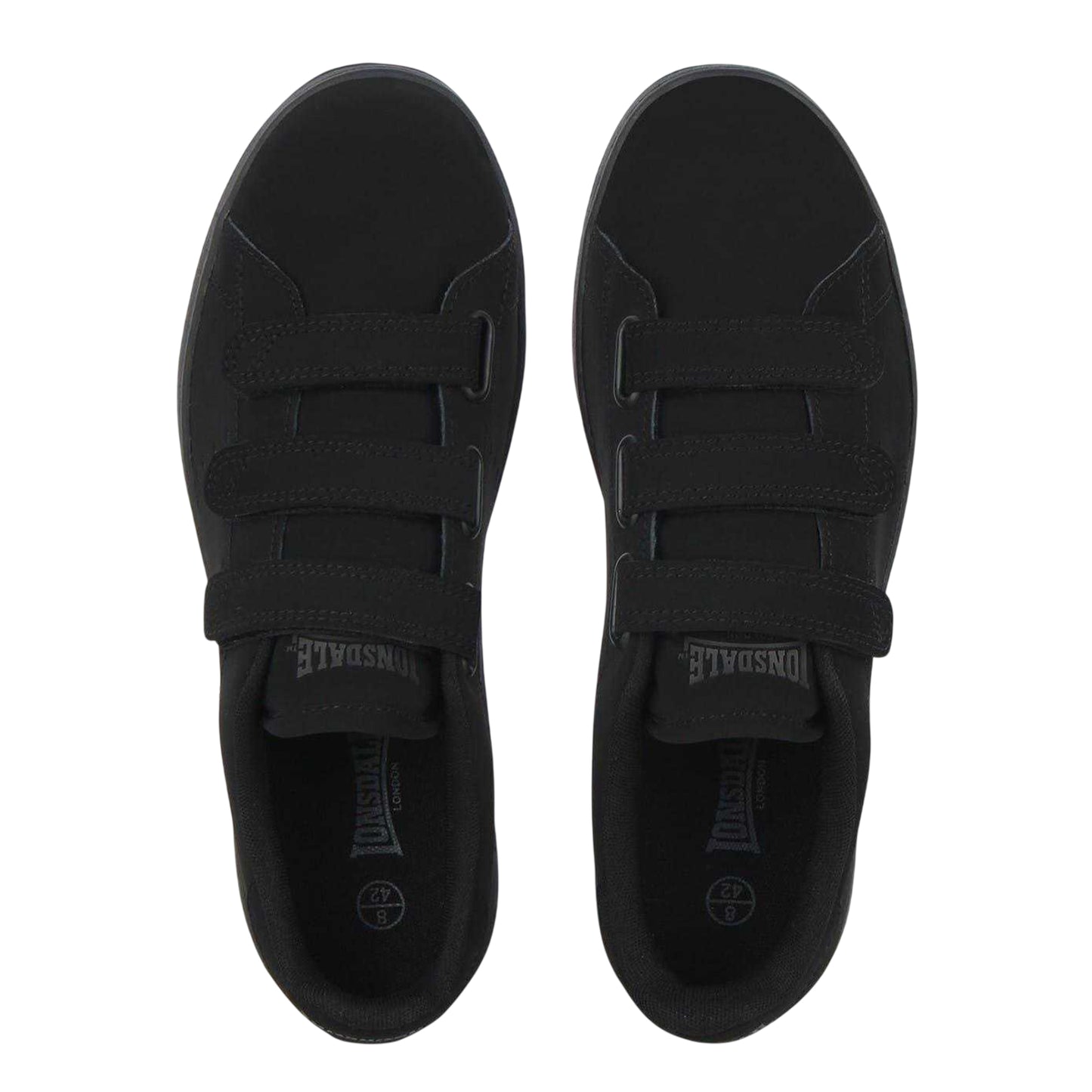 Black - Side - Lonsdale Mens Leyton Triple Strap Flat Trainers