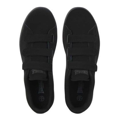 Black - Side - Lonsdale Mens Leyton Triple Strap Flat Trainers